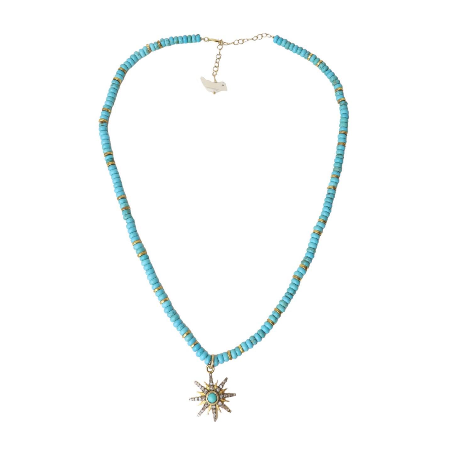 Turquoise Pave Diamond Sun Necklace