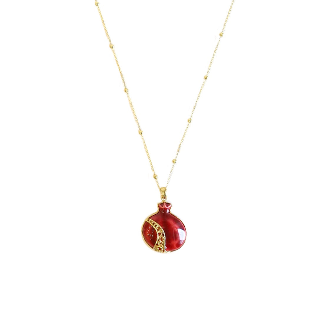 Pomegranate Red Ceramic Necklace