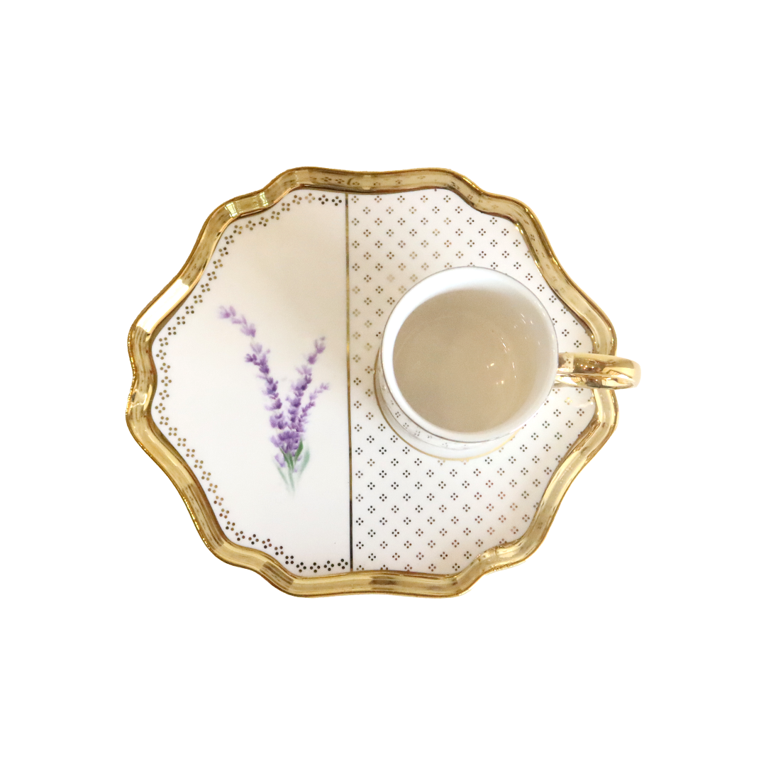 Golden + Blue Plant Tea Cup Set