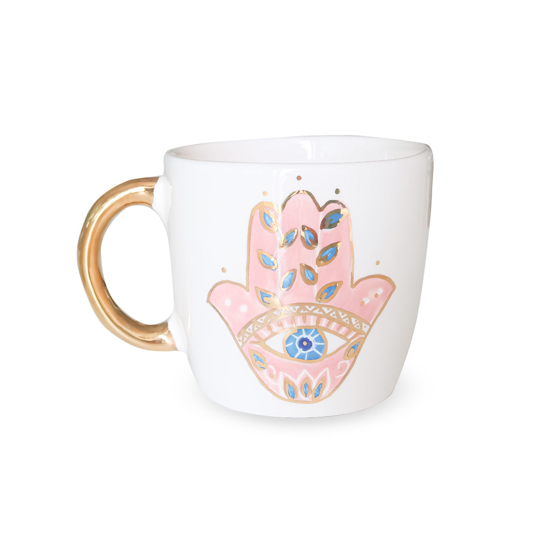 Pink Eye Khamsa Ceramic Mug