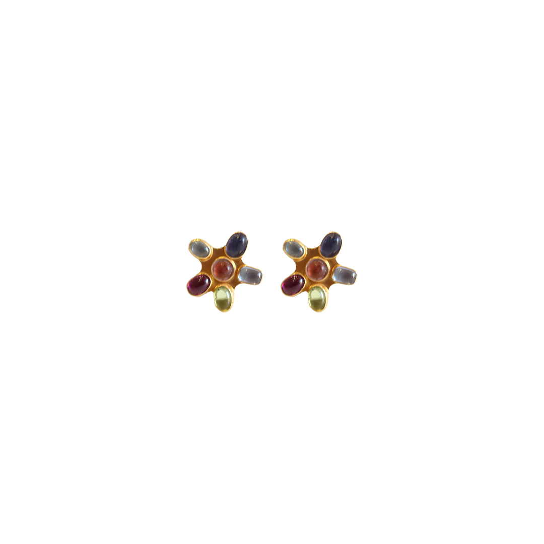 Multi stone Flower Earring