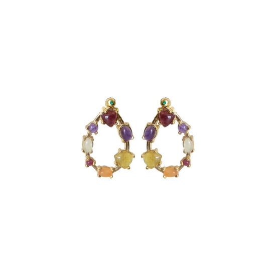 Semi -Precious Stone Oval Earrings