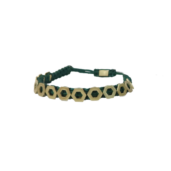 Anais G.Hexagon Dark Green Cotton Bracelet