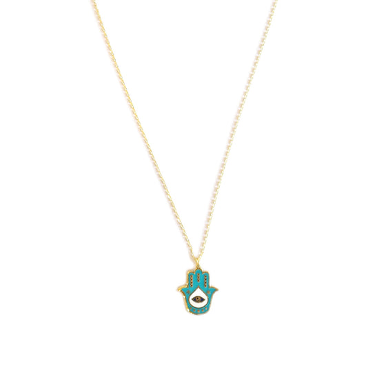 Khamsa Turquoise | White Enamel Necklace