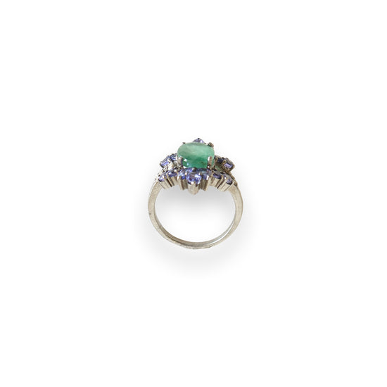 Ring Emeraled Blue Sapphire R2424