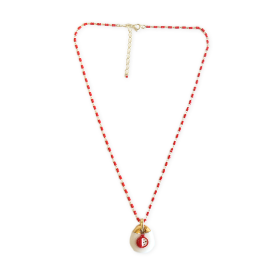 Little Red Pomi Ceramic Necklace