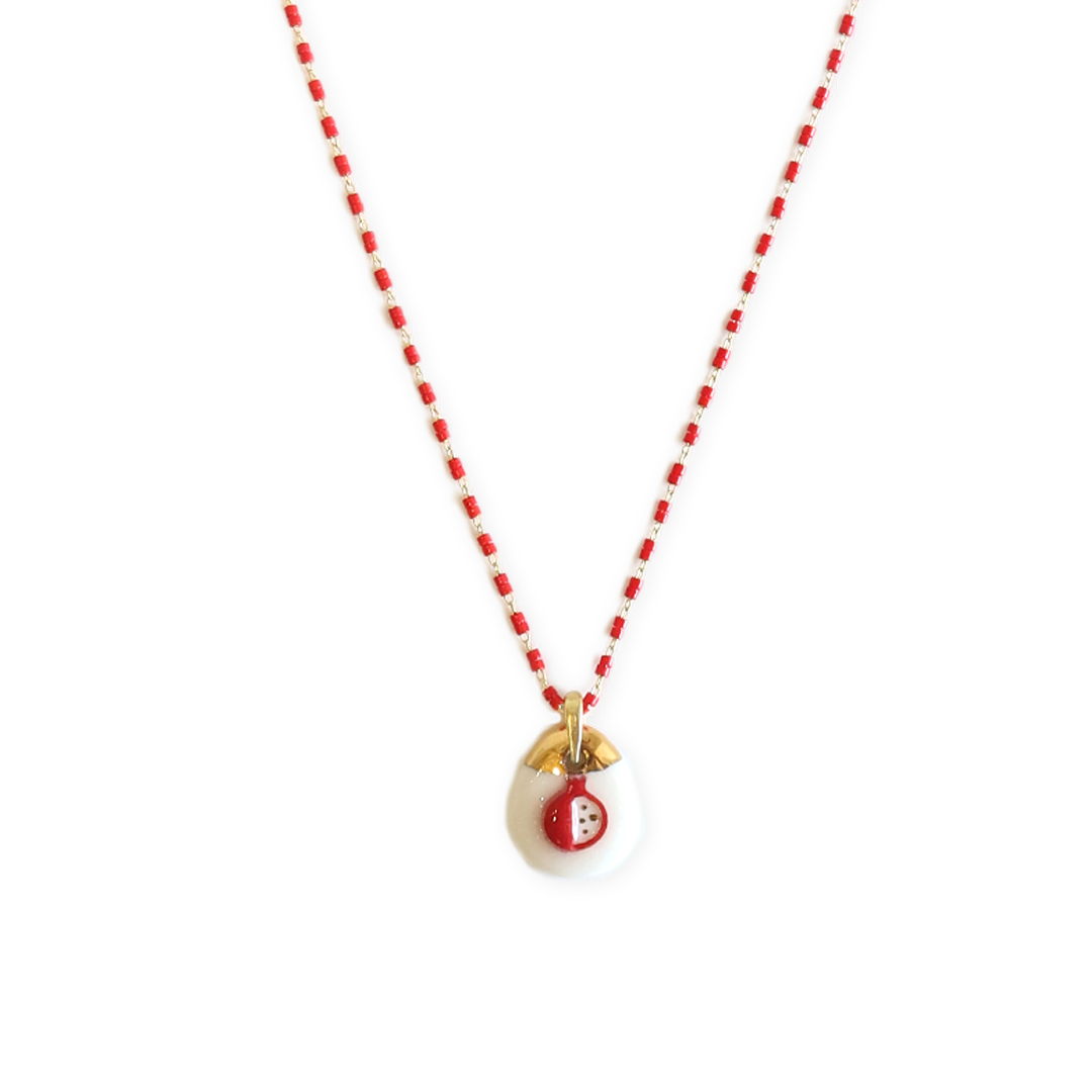 Little Red Pomi Ceramic Necklace