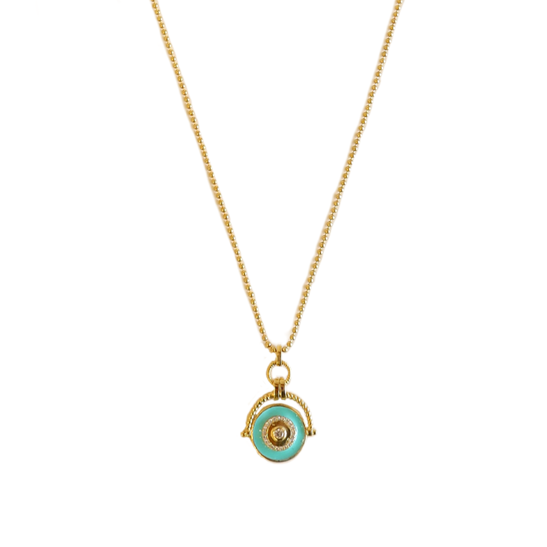 Evil Eye Crystal + Enamel Necklace