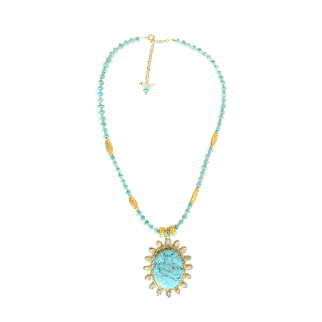 Turquoise Pavé Diamond Necklace 1