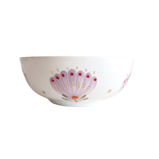 White And Purple Ceramic Bowl (Medium)