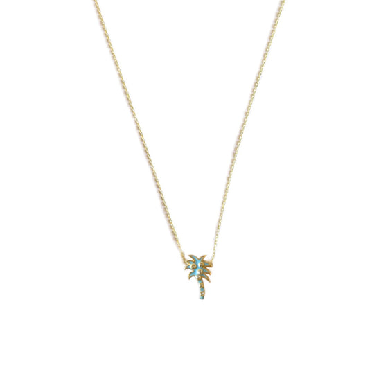 Sky Blue Palm Tree Necklace