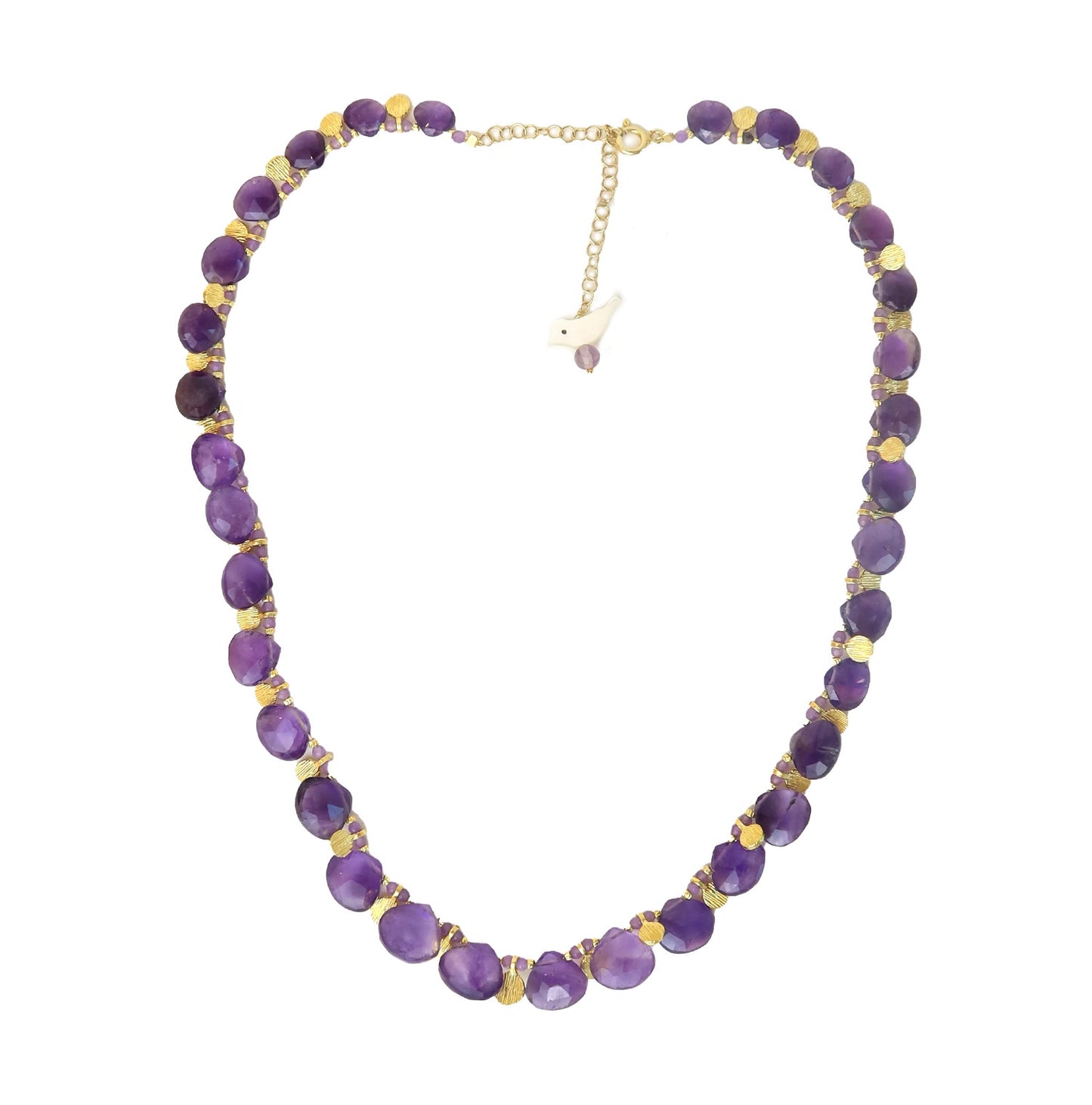 Amethyst Grand Teardrop & Coin Necklace by Soheyla