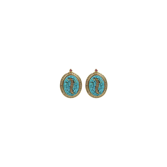 Mosaic Inspired Turquoise Pavé Earrings