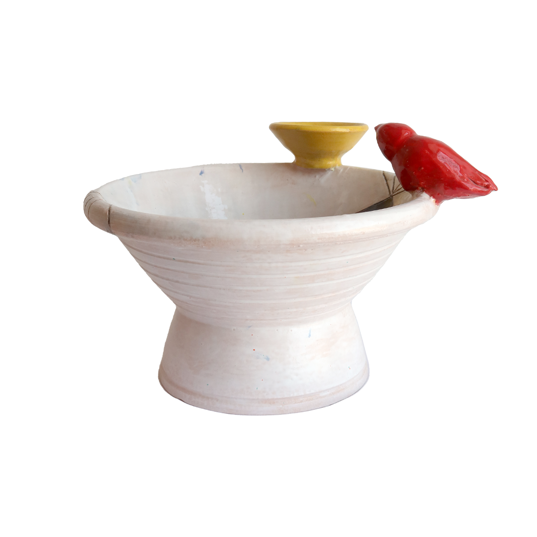 Red Bird Seed Clay Bowl by Aliya Pottery x Sherie Boutik