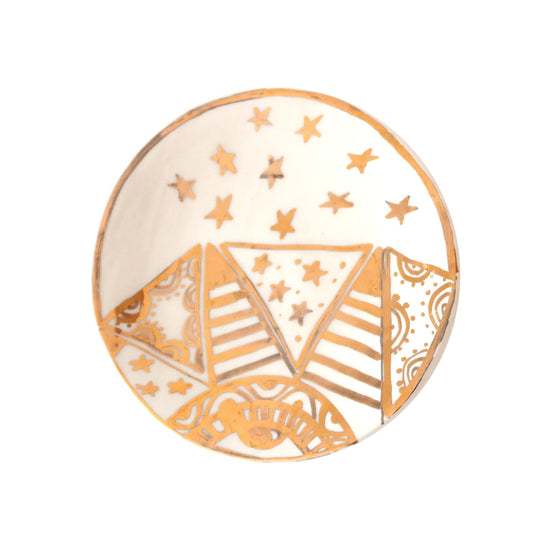 Priya White & Gold Star And Moon Celestial Plate l Wall Decor