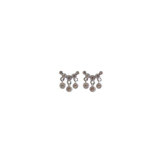 Silver Crystal Dangle Dot Earrings
