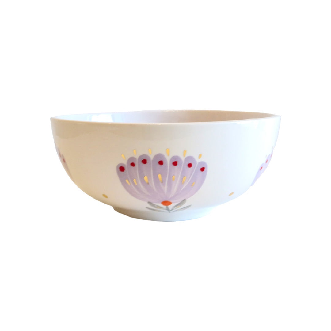 White And Purple Ceramic Bowl (Large)