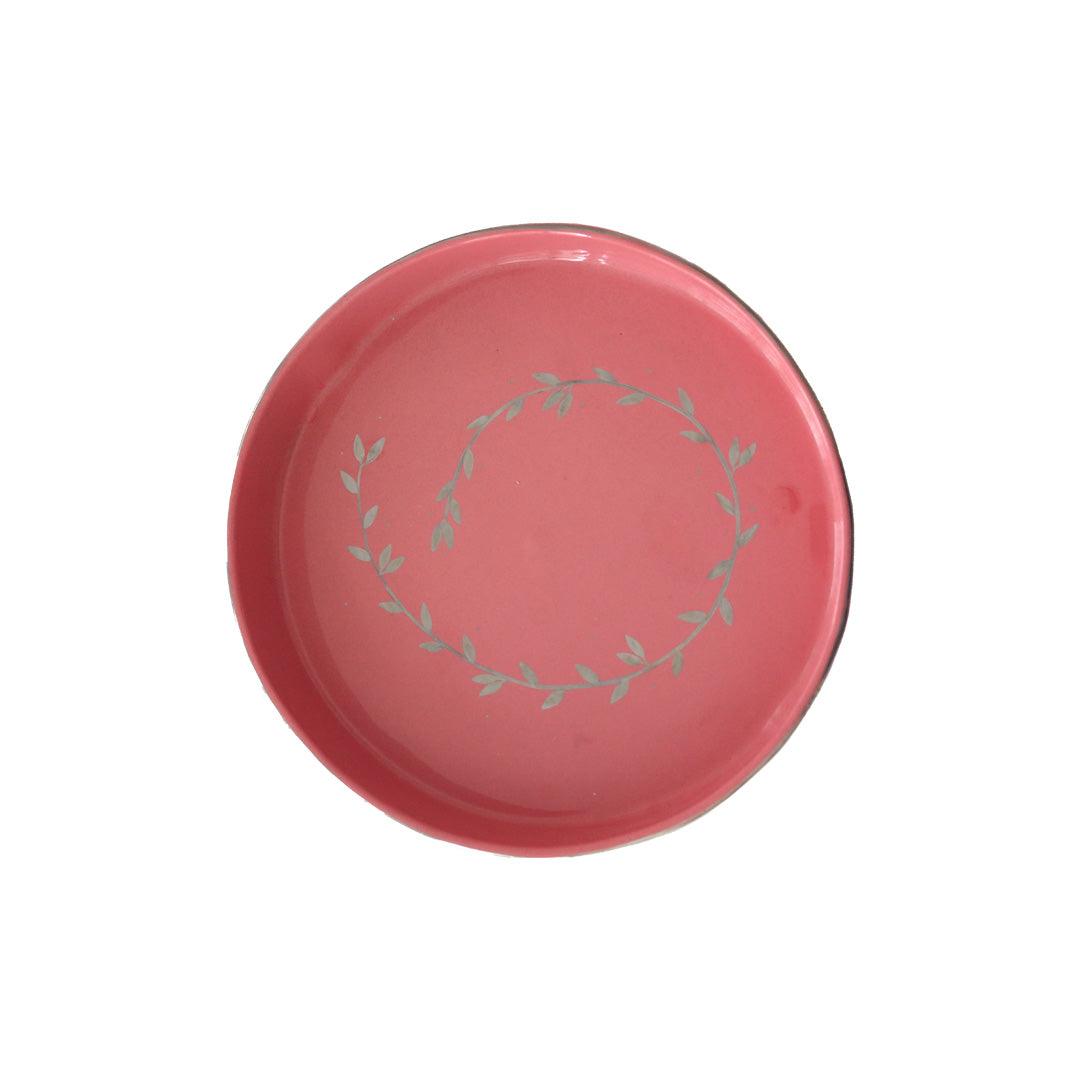 Rose Pink Leaf Ceramic Plate