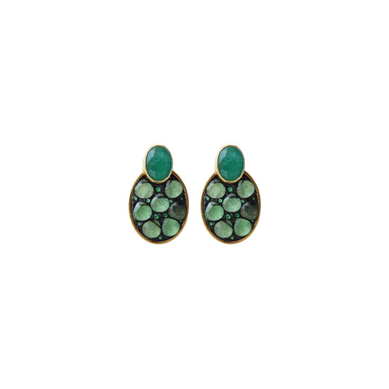 Green Agate Oval Earrings