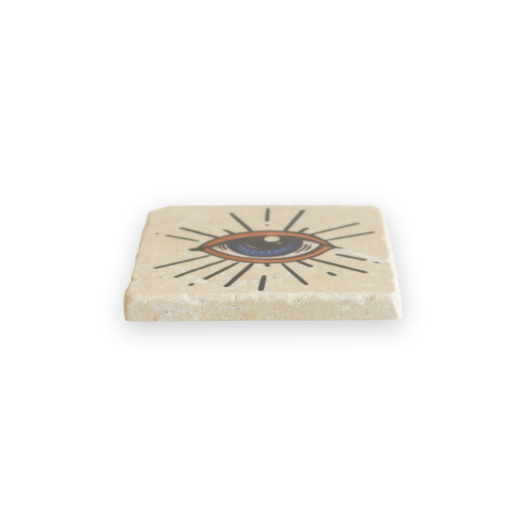 Evil Eye Natural Marble Coaster