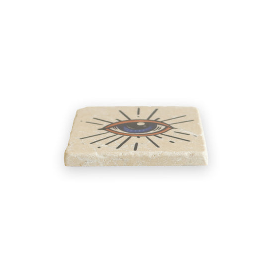 Evil Eye Natural Marble Coaster