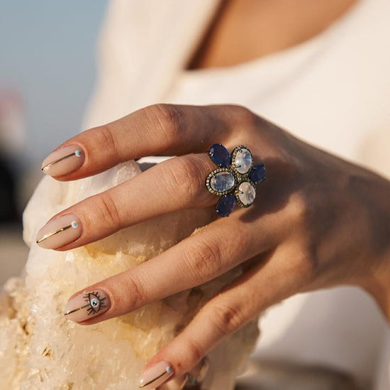 Tanzanite & Opal | Pavé Diamond Ring