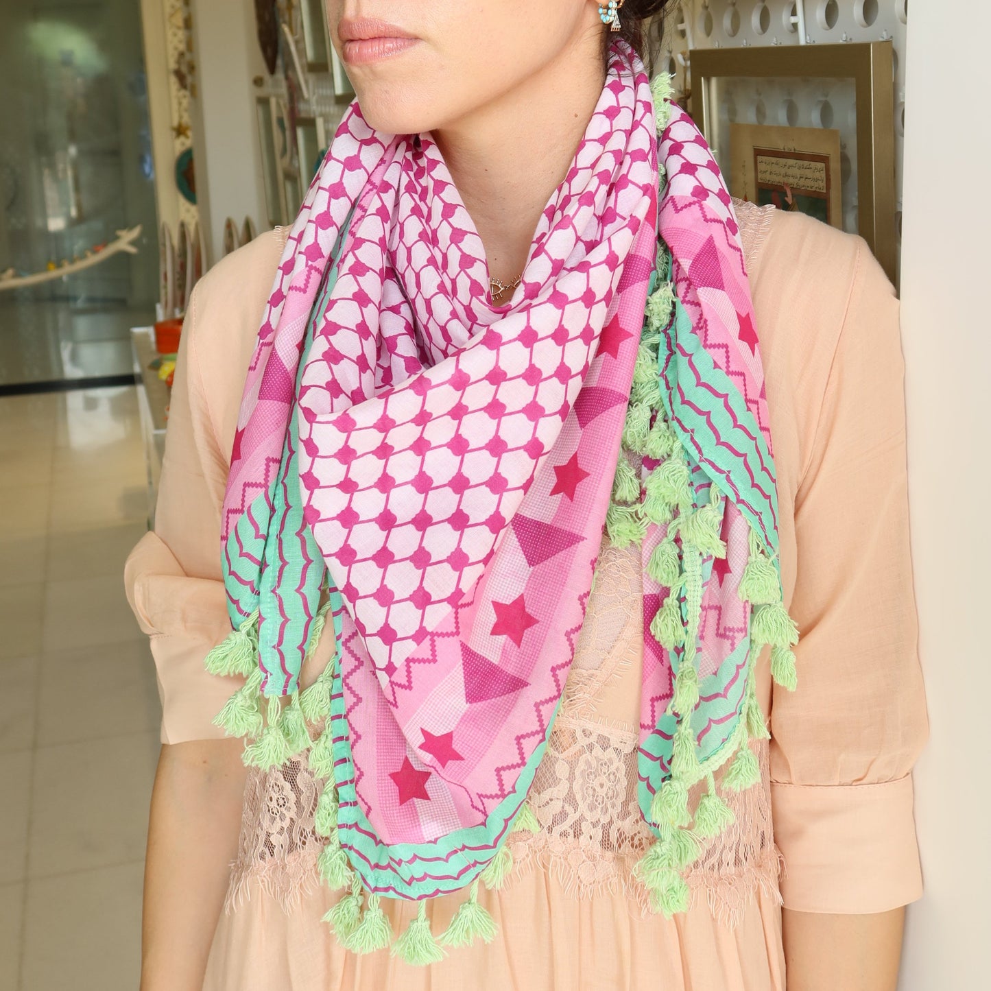 Light Green Triangle & Star Scarf