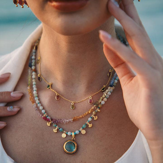 Rainbow Sapphire Teardrop Necklace by Soheyla