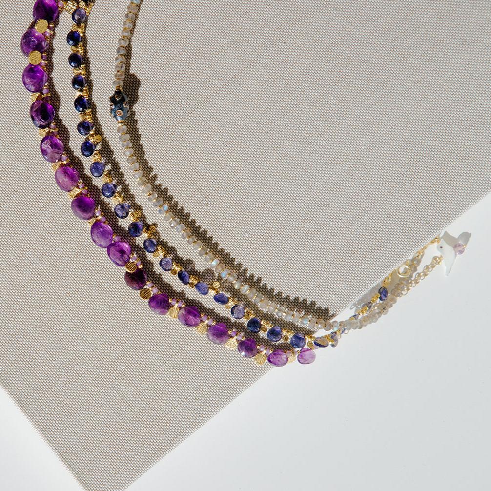 Amethyst Grand Teardrop & Coin Necklace by Soheyla