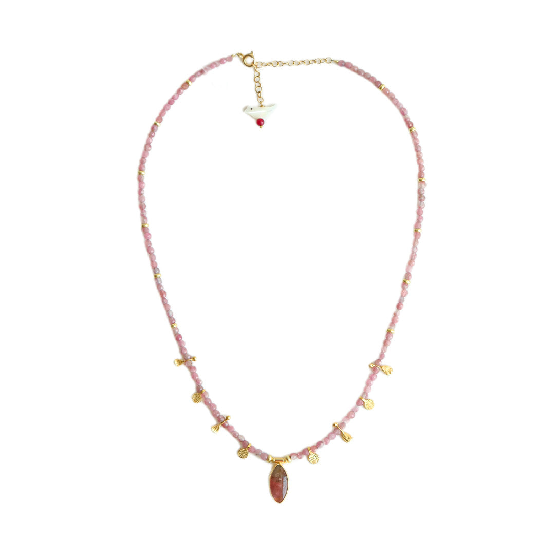 HWL Pink Quartz Drop Necklace