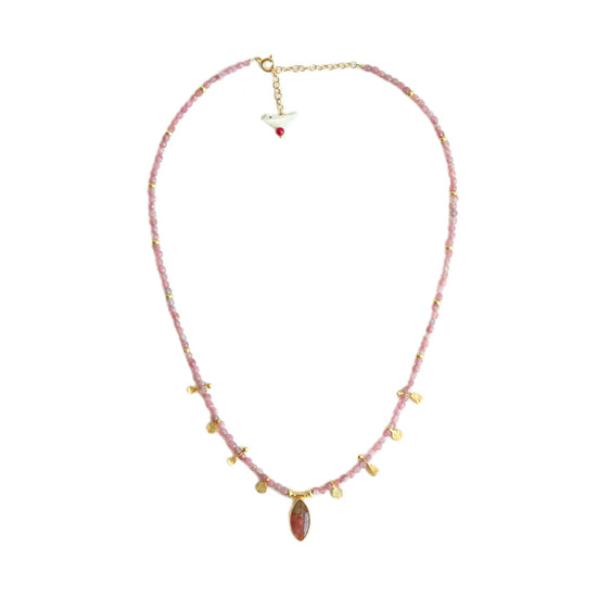 HWL Pink Quartz Drop Necklace