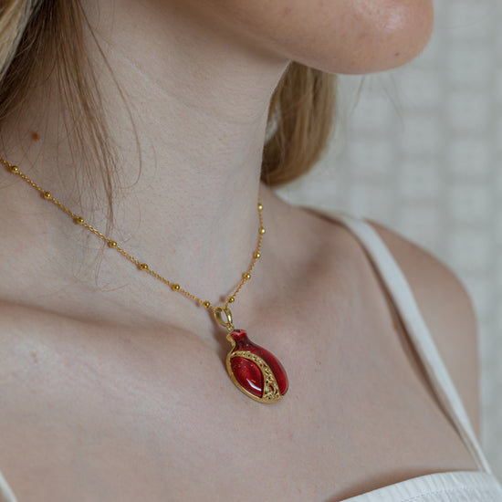 Pomegranate Red Ceramic Necklace