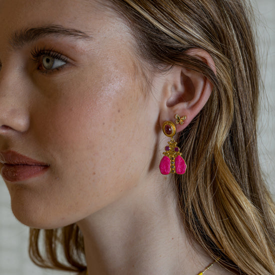 Pink Tourmaline Lady Bug Earrings