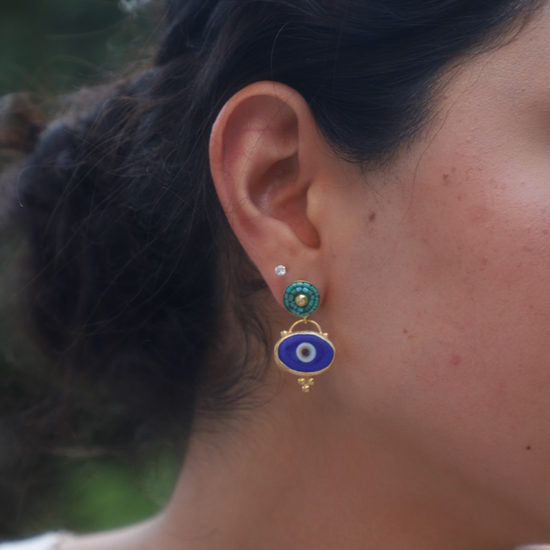Turquoise + Glass Eye Earrings