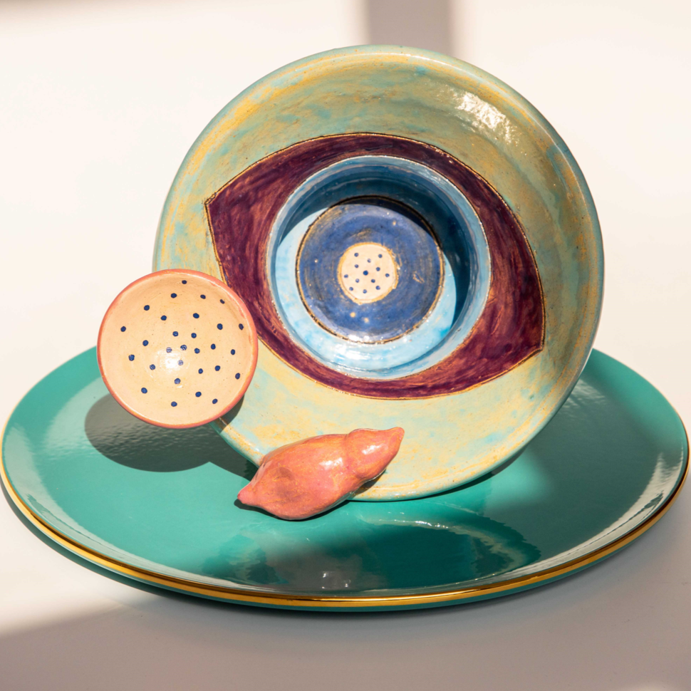 Purple Hue Bird Seed Clay Bowl by Aliya Pottery x Sherie Boutik