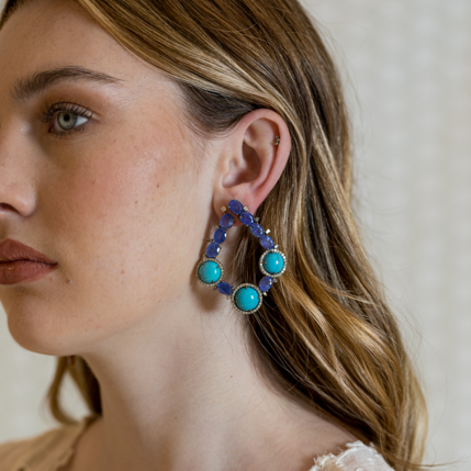 Lolite & Turquoise Pavé Earrings