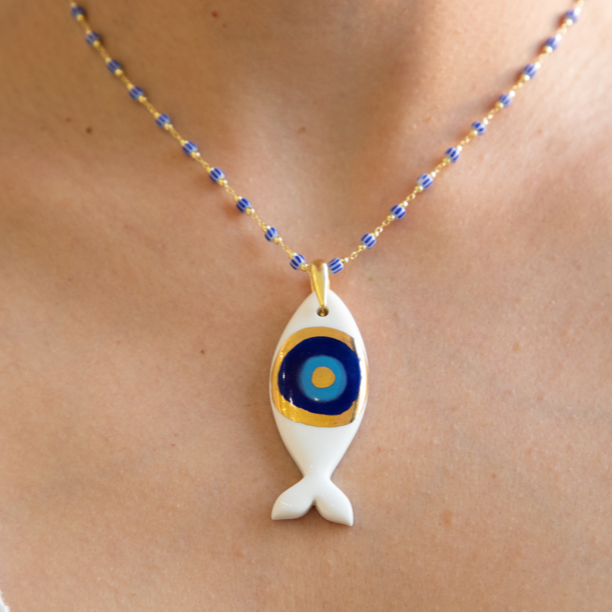 Lucky Fish Ceramic Necklace