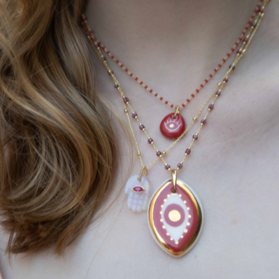 Yaar Red Eye Ceramic Necklace