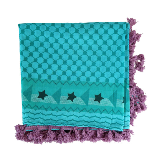 Purple Triangle & Star Pattern Scarf