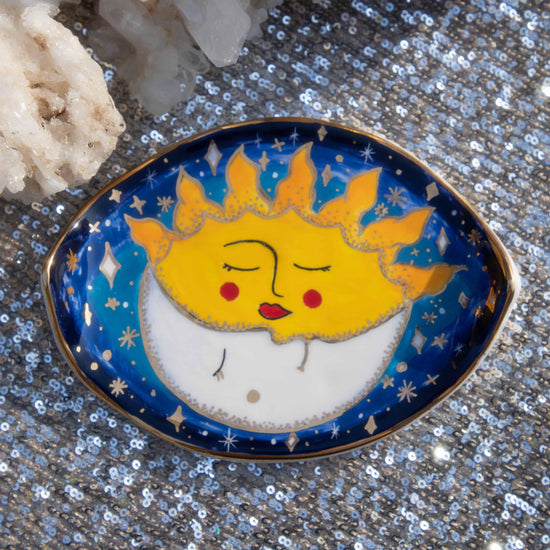 Blue Sun And Moon Plate