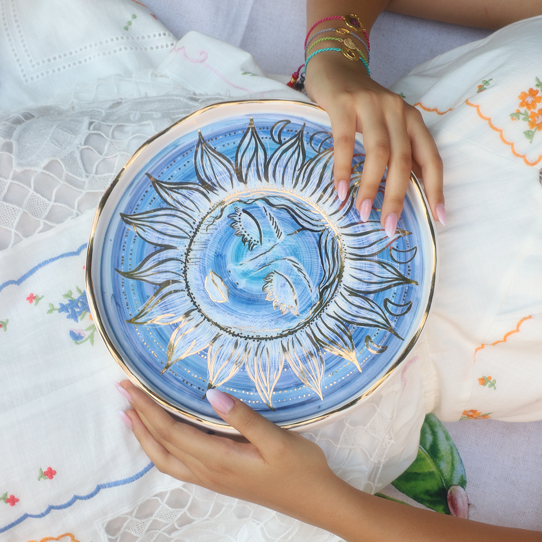 Lady Sun + Moon Waxing Ceramic Plate