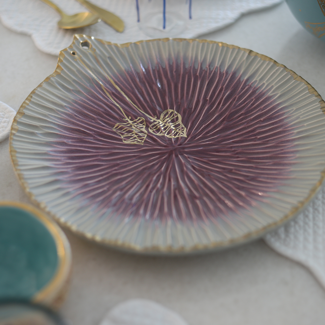 Lily Petal Purple Ceramic Plate