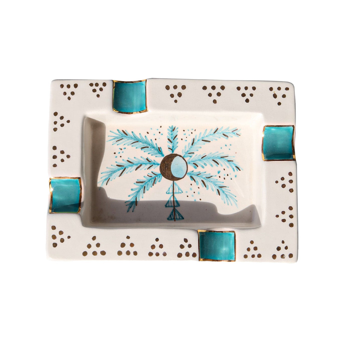 Crecent Turquoise Palm Tree Cigar Ashtray