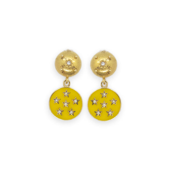 Mellow Yellow Star Enamel Earrings