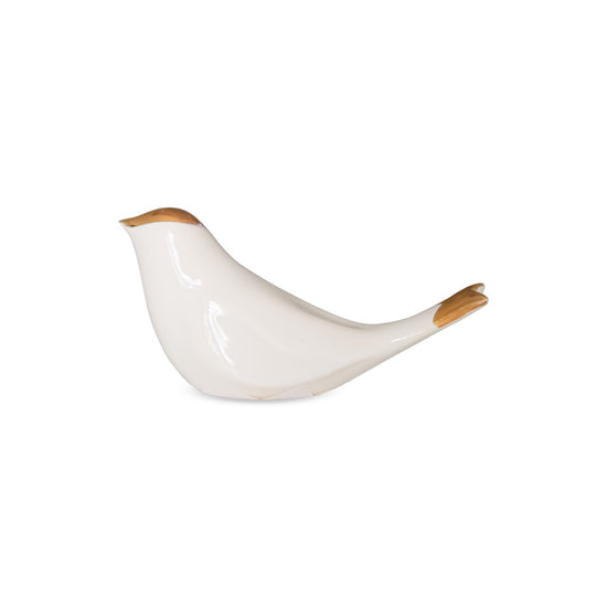 White And Gold Lilly Small Ceramic Bird Objet D’art