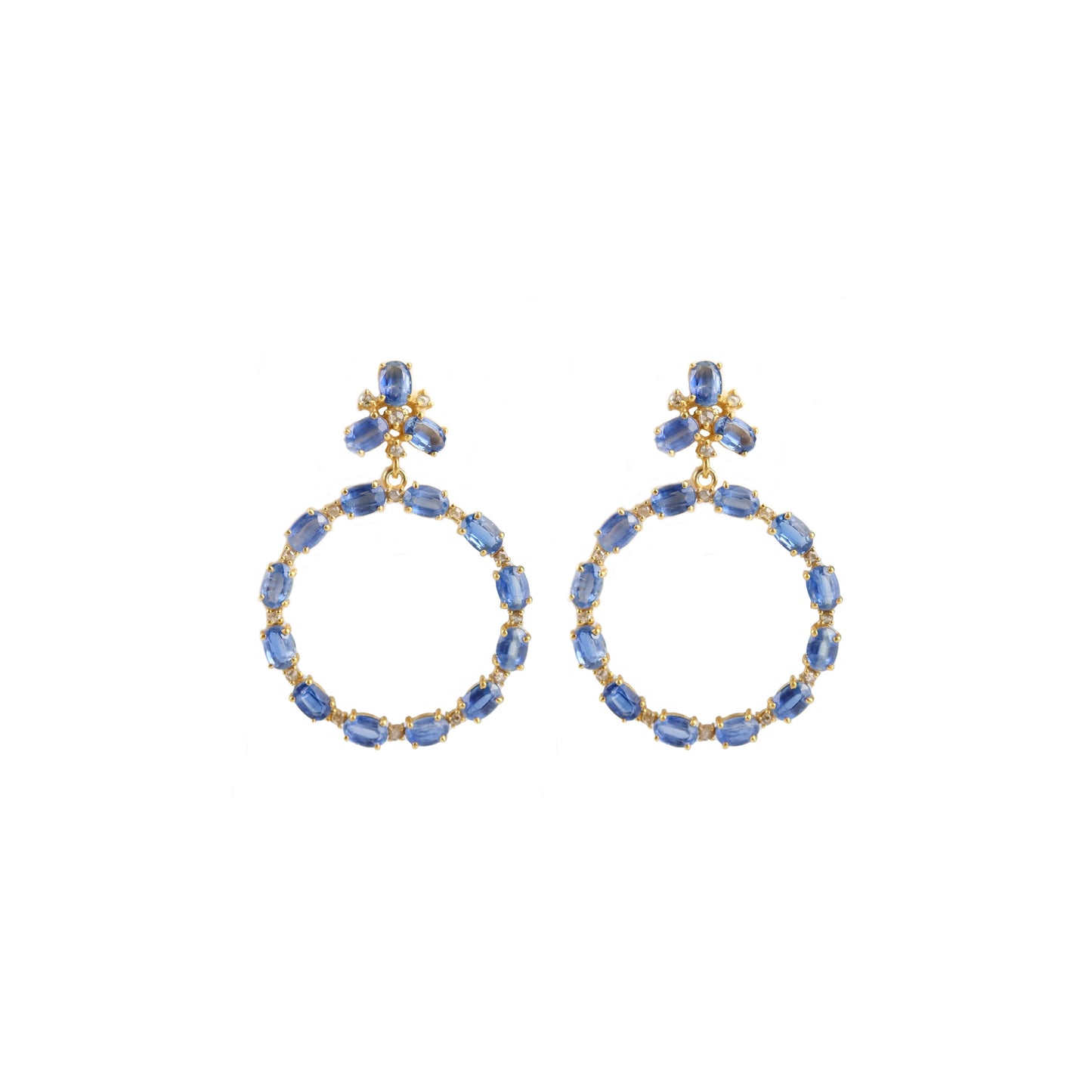 Tanzanite + Pavé Diamond Circular Earrings