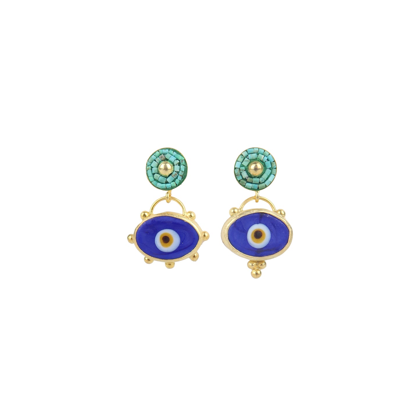 Turquoise + Glass Eye Earrings