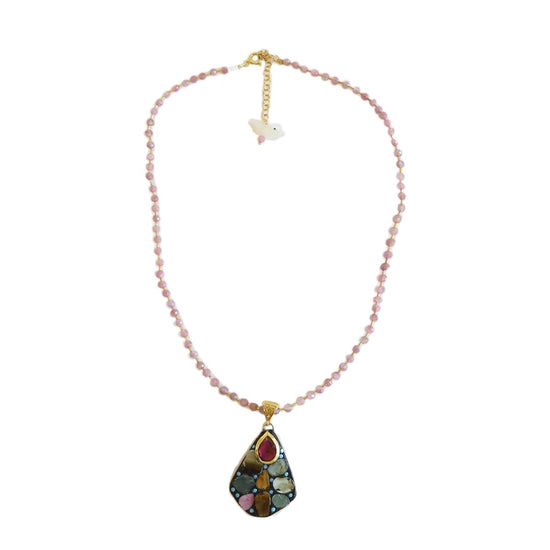 Pink Sapphire Multi Stone Pendent Necklace