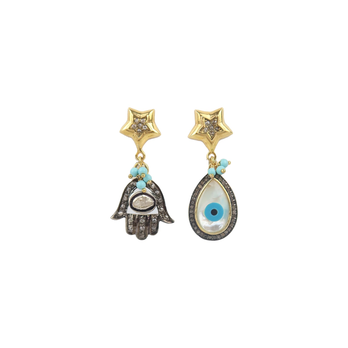 Khamsa + Tear Eye Pavé Diamond Earrings