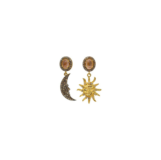 Sun + Moon Pavé Diamond Earrings